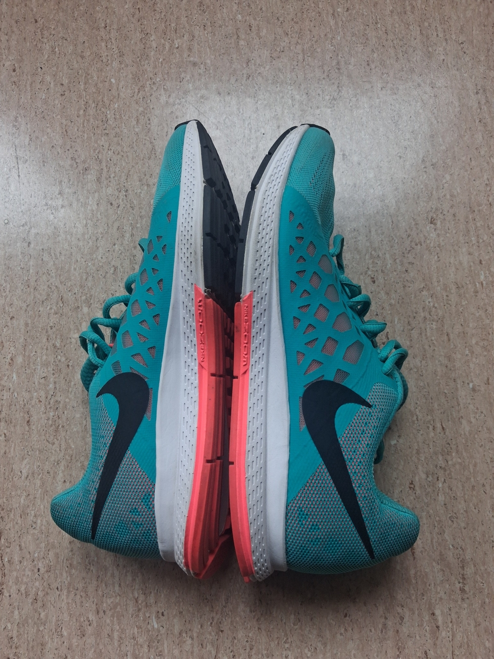 Nike Women's Teal Running Shoes with Black Swoosh